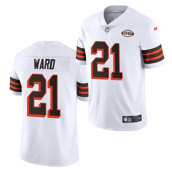 Men Cleveland Browns #21 Denzel Ward Nike White 1946 Collection Alternate Game NFL Jersey